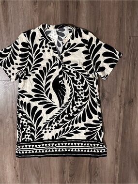 H&M Black and Cream Short Sleeve Dress New